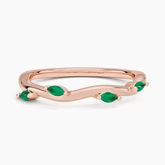 Winding Willow Lab Grown Emerald Ring in 14K Rose Gold