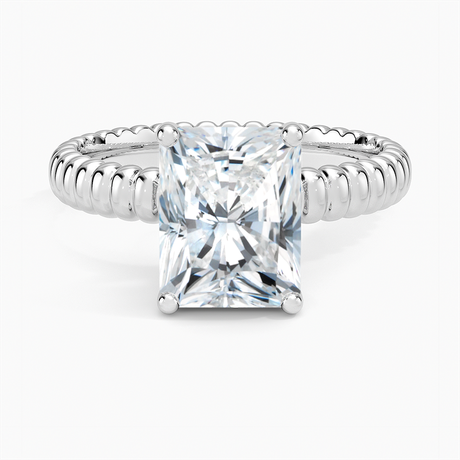 18K White Gold Petra Textured Solitaire Ring