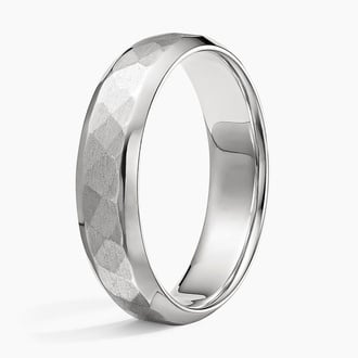 Hammered Beveled Edge Matte 5.5mm Wedding Ring