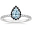 18K White Gold Waverly Halo Diamond Ring with Black Diamond Accents, smalltop view
