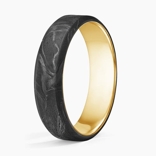 Bennett 6mm Wedding Ring in Forged Carbon and 18K Yellow Gold