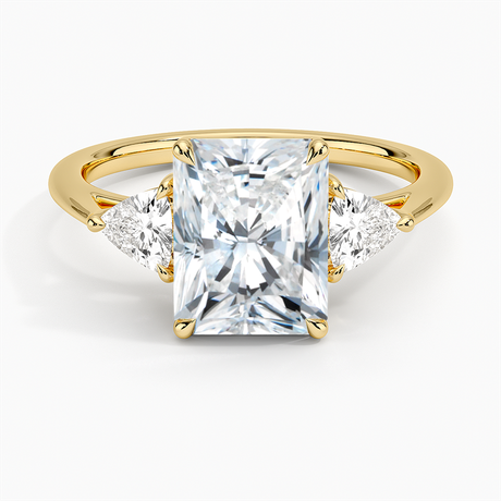 18K Yellow Gold Luxe Trillion Cut Three Stone Diamond Ring