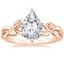 14K Rose Gold Budding Willow Solitaire Ring, smalltop view