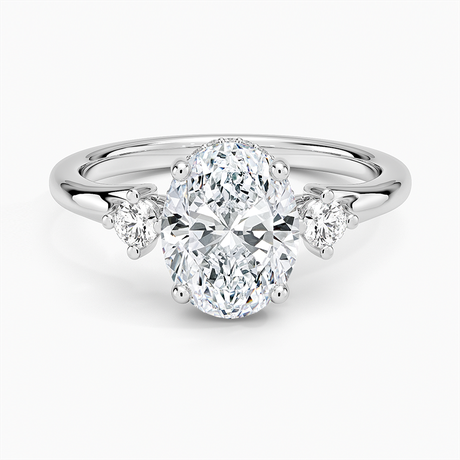 14K White Gold Floating Three Stone Diamond Ring