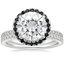 18KW Moissanite Waverly Diamond Ring with Black Diamond Accents with Luxe Ballad Diamond Ring, smalltop view