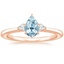14K Rose Gold Aria Perfect Fit Three Stone Diamond Ring, smalltop view