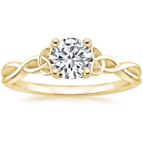 18K Yellow Gold Entwined Celtic Love Knot Ring with Celtic Knot Diamond Ring