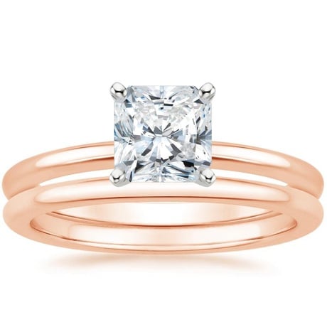 14K Rose Gold Four-Prong Petite Comfort Fit Bridal Set