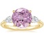18K Yellow Gold Opera Three Stone Diamond Ring, smalltop view