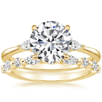 18K Yellow Gold Aria Diamond Ring (1/10 ct. tw.) with Versailles Diamond Ring (3/8 ct. tw.)