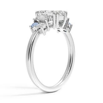 Custom Double Claw Prong Aquamarine Accents Ring