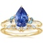 18K Yellow Gold Camellia Indigo Milgrain Ring with Yvette Diamond Ring