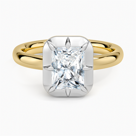 18K Yellow Gold Harper Mixed Metal Solitaire Ring