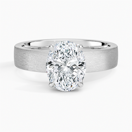 18K White Gold Peyton 4mm Satin Finish Solitaire Ring