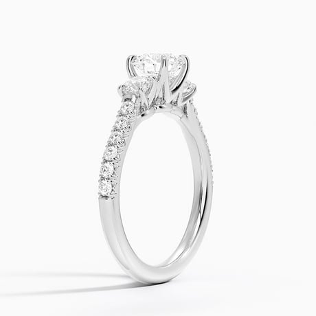 Pavé Three Stone Diamond Ring