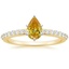 18K Yellow Gold Petite Shared Prong Half Coverage Diamond Ring, smalltop view
