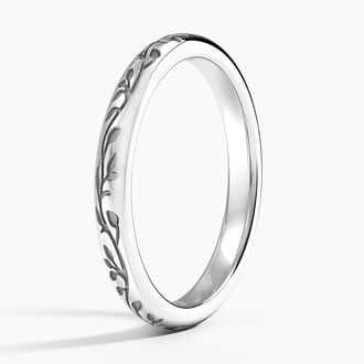 Verdure Engraved Ring in 18K White Gold