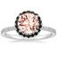18K White Gold Waverly Halo Diamond Ring with Black Diamond Accents, smalltop view