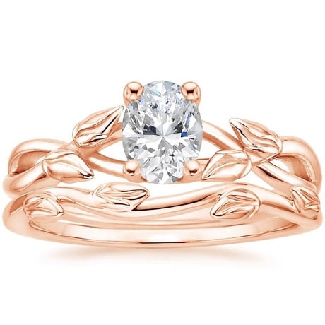 14K Rose Gold Budding Willow Ring with Winding Willow Ring