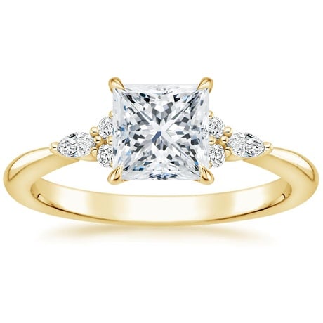 18K Yellow Gold Nadia Diamond Ring with Aria Contoured Diamond Ring