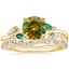 18K Yellow Gold Arden Diamond Ring with Lab Emerald Accents with Luxe Winding Willow Diamond Ring (1/4 ct. tw.)