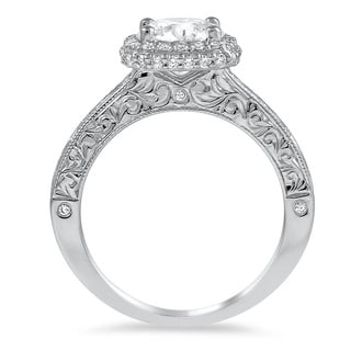 Custom Surprise Accents Vintage-Inspired Halo Diamond Ring