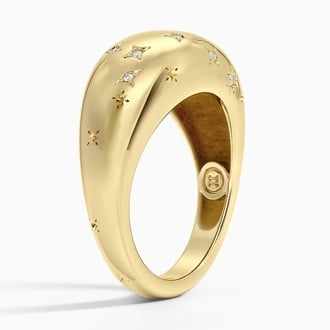 Gemini Zodiac Constellation Diamond Dome Ring