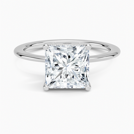 18K White Gold Aimee Solitaire Diamond Ring with Hidden Halo