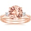 14KR Morganite Selene Diamond Ring (1/10 ct. tw.) with Petite Curved Wedding Ring, smalltop view