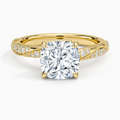 18K Yellow Gold Camellia Hidden Accent 2.5mm Diamond Ring