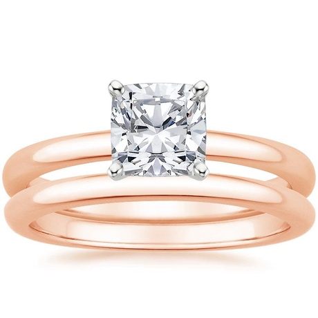 14K Rose Gold 2mm Comfort Fit Bridal Set