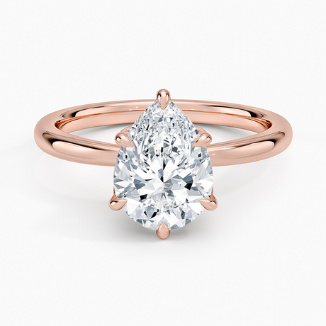 14K Rose Gold Petal 2mm Solitaire Ring
