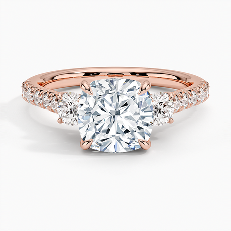 14K Rose Gold Amelie Three Stone Diamond Ring