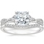 Platinum Luxe Entwined Celtic Love Knot Diamond Ring with Petite Curved Diamond Ring (1/10 ct. tw.)