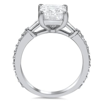 Custom Tapered Baguette Ring with Diamond Sidestones