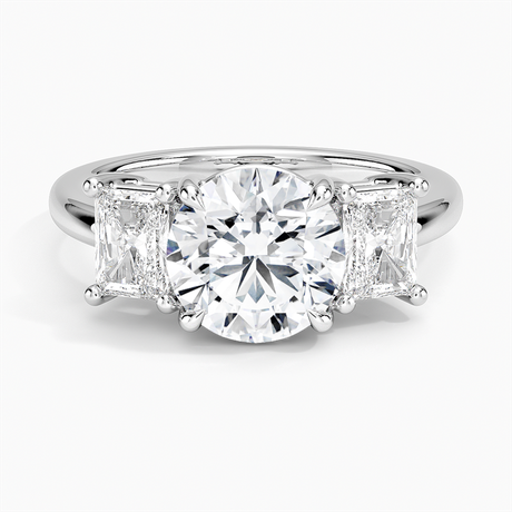 Platinum Luxe Helena Radiant-Cut Three Stone Diamond Ring
