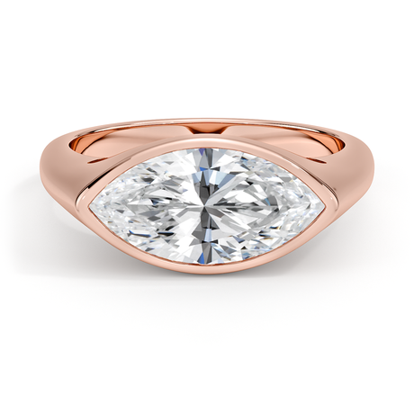 14K Rose Gold East-West Bezel Solitaire Signet Ring
