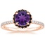 14K Rose Gold Waverly Halo Diamond Ring with Black Diamond Accents, smalltop view