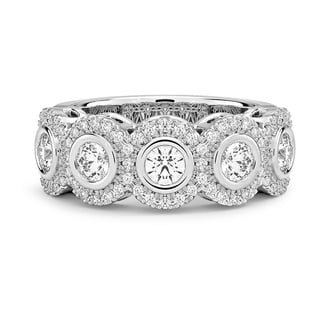 Custom Five Stone Halo Diamond Ring