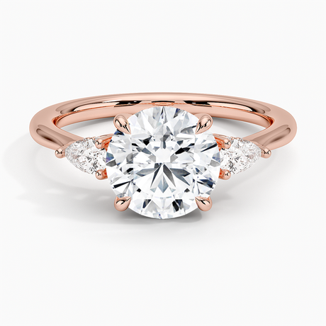 14K Rose Gold Adorned Petite Opera Three Stone Diamond Ring