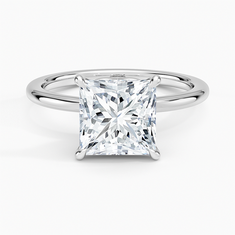 18K White Gold Hidden Heart Solitaire Ring