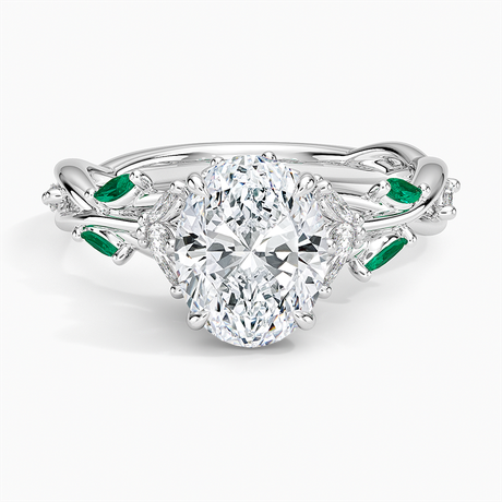 18K White Gold Secret Garden Lab Emerald and Diamond Ring (1/4 ct. tw.)