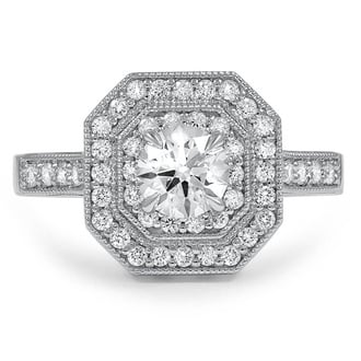 Custom Antique Double Halo Diamond Ring
