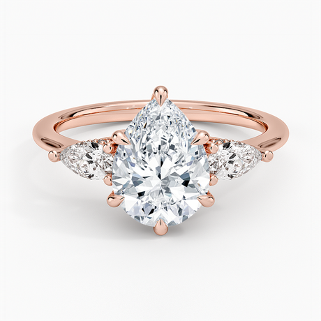 14K Rose Gold Adorned Opera Three Stone Diamond Ring (1/2 ct. tw.)