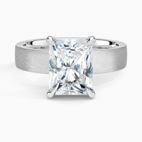 18K White Gold Peyton 4mm Satin Finish Solitaire Ring