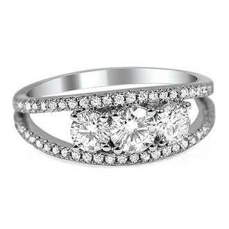Custom Split Shank Three Diamond Ring