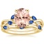 18KY Morganite Willow Bridal Set With Sapphire Accents, smalltop view