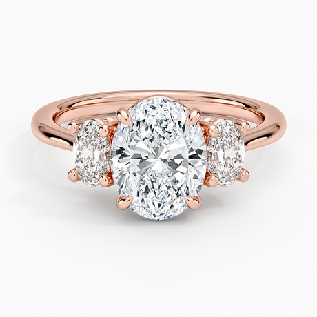 14K Rose Gold Oval-Cut Three Stone Diamond Ring (1/2 ct. tw.)
