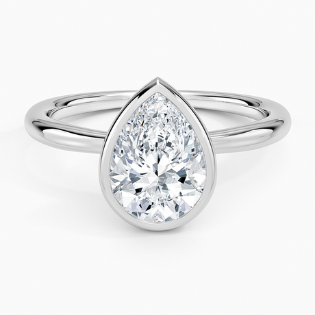 18K White Gold Freesia Bezel Solitaire Ring