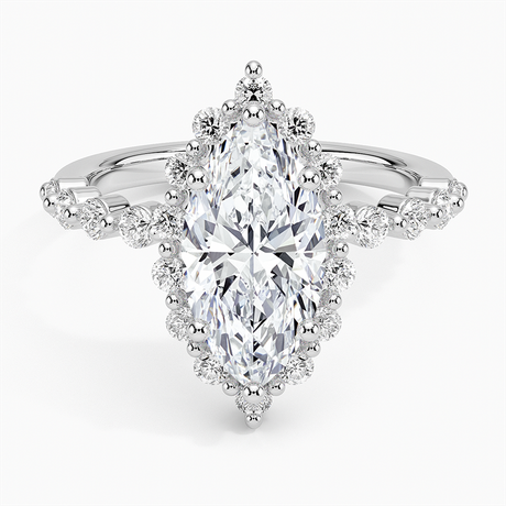 Shared Prong Halo Engagement Ring